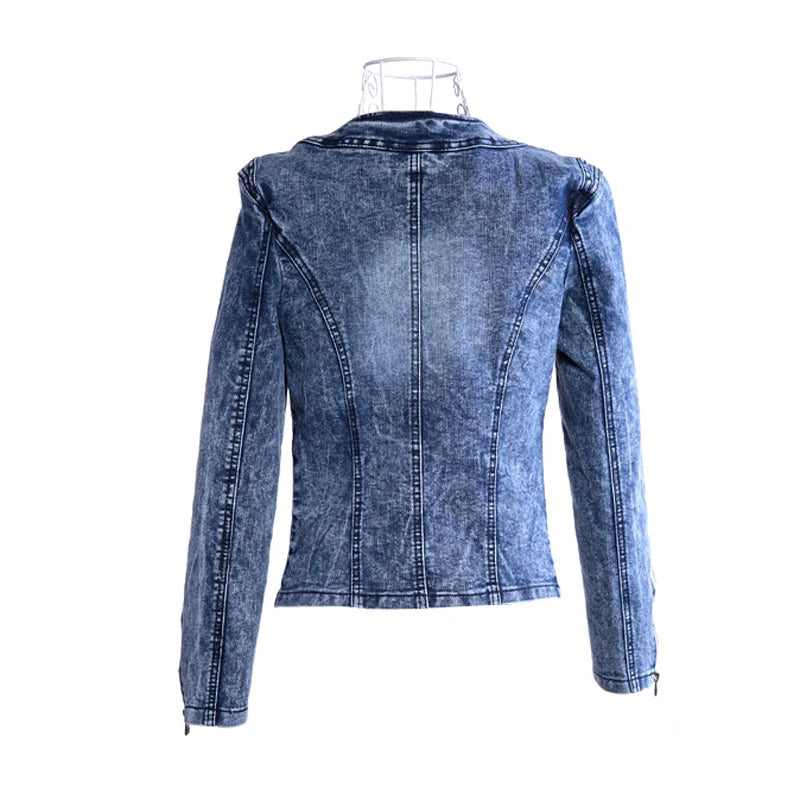 FMFSSOM New Spring Antumn Denim Jackets Vintage Diamonds Casual Coat Women's Denim Jacket Basis Tops Outerwear Jeans