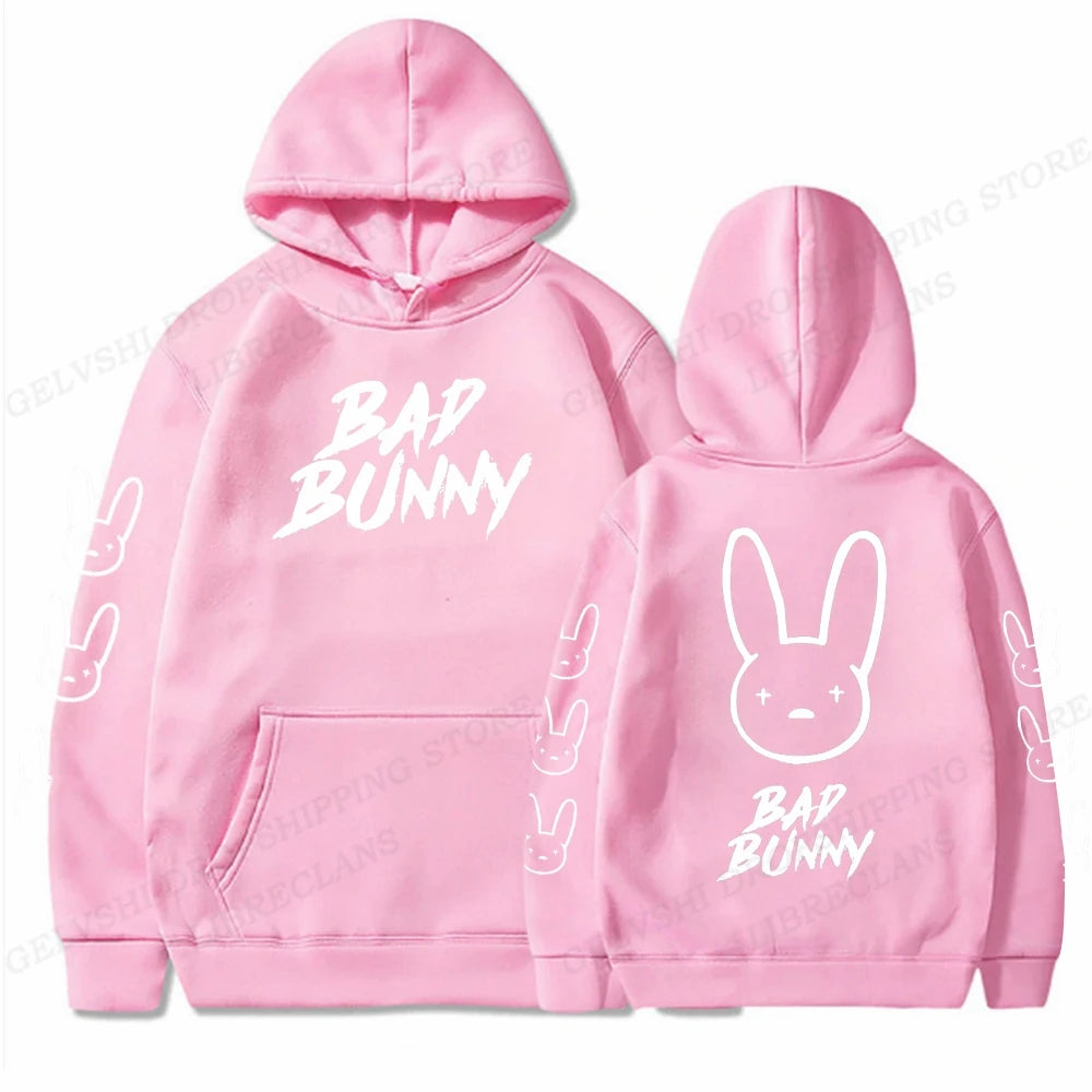 Bad Bunny Hoodie Men Fashion Hoodie Women Sweats Men's Hoodies Hip Hop Rabbit Sweatshirt Boy Coats  Men's Clothing Rapper