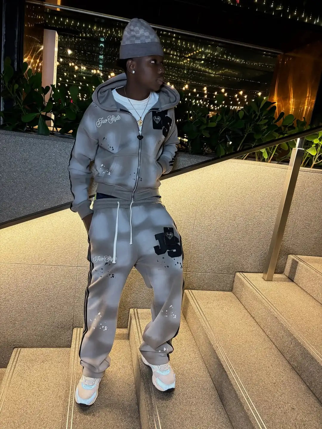 High Street Europe and America Style Trend Sports Set Street Hip Hop Cool Element Gothic Hoodies and Casual Pants Men's Set