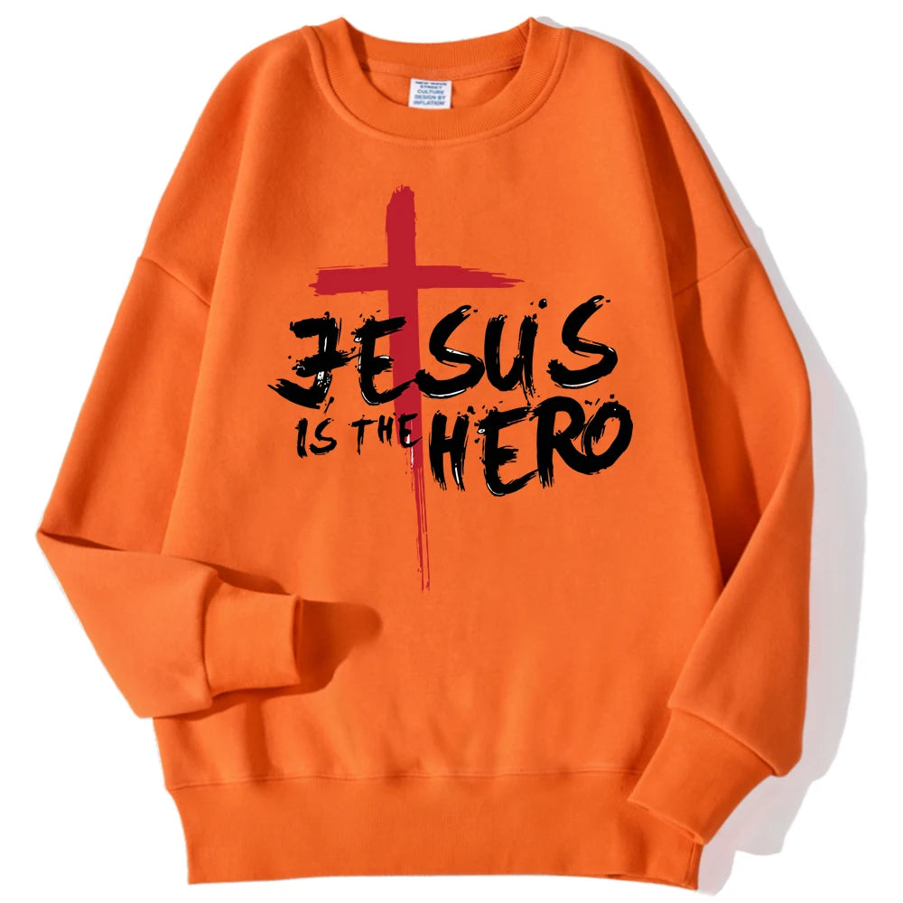 Jesus Is The Hero Sweatshirt Women Fashion Fleece Hoodies Autumn Fleece Hoodie Casual Oversize Clothing Male