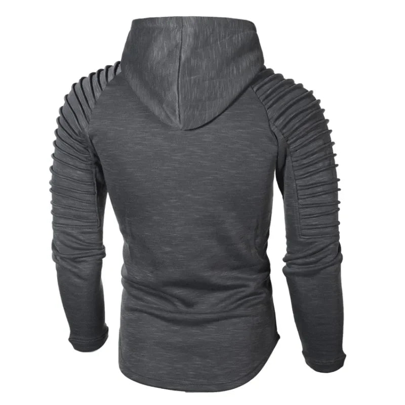 Men's Color Matching Long Sleeve Hoodie Sweatshirt Gym Fitness Muscle Bodybuilding T-shirt Casual Pullover Top Coat Outwear