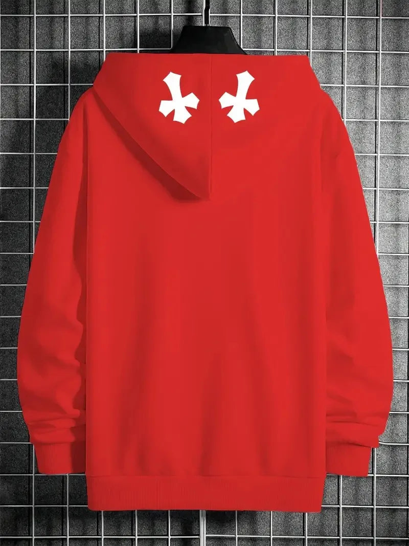 The new men's hoodie for the autumn of 2025 features street casual fashion hip-hop simplicity and 3D cross print