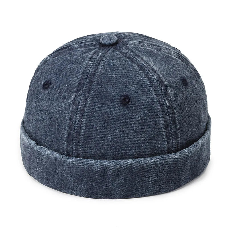 Fashion Denim Docker Cap Brimless Hat Solid Skullcap Solid Color Sailor Cap Beanie Hats Men Women Bucket Cap Adjustable Dad Hat