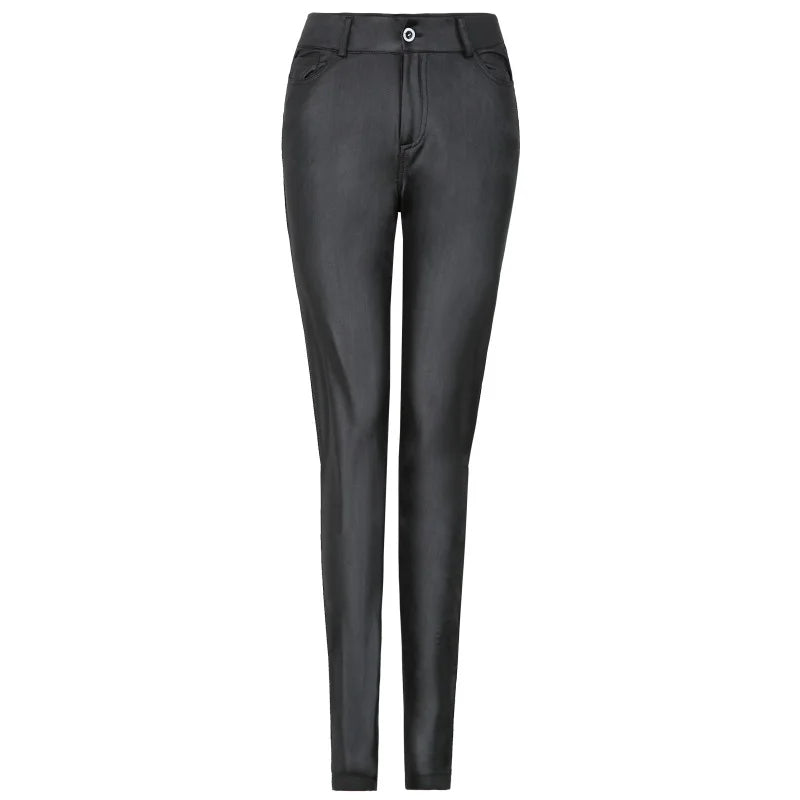 Tilorraine autumn and winter 2023 popular pure color PU leather pants casual sexy Leggings women's pants