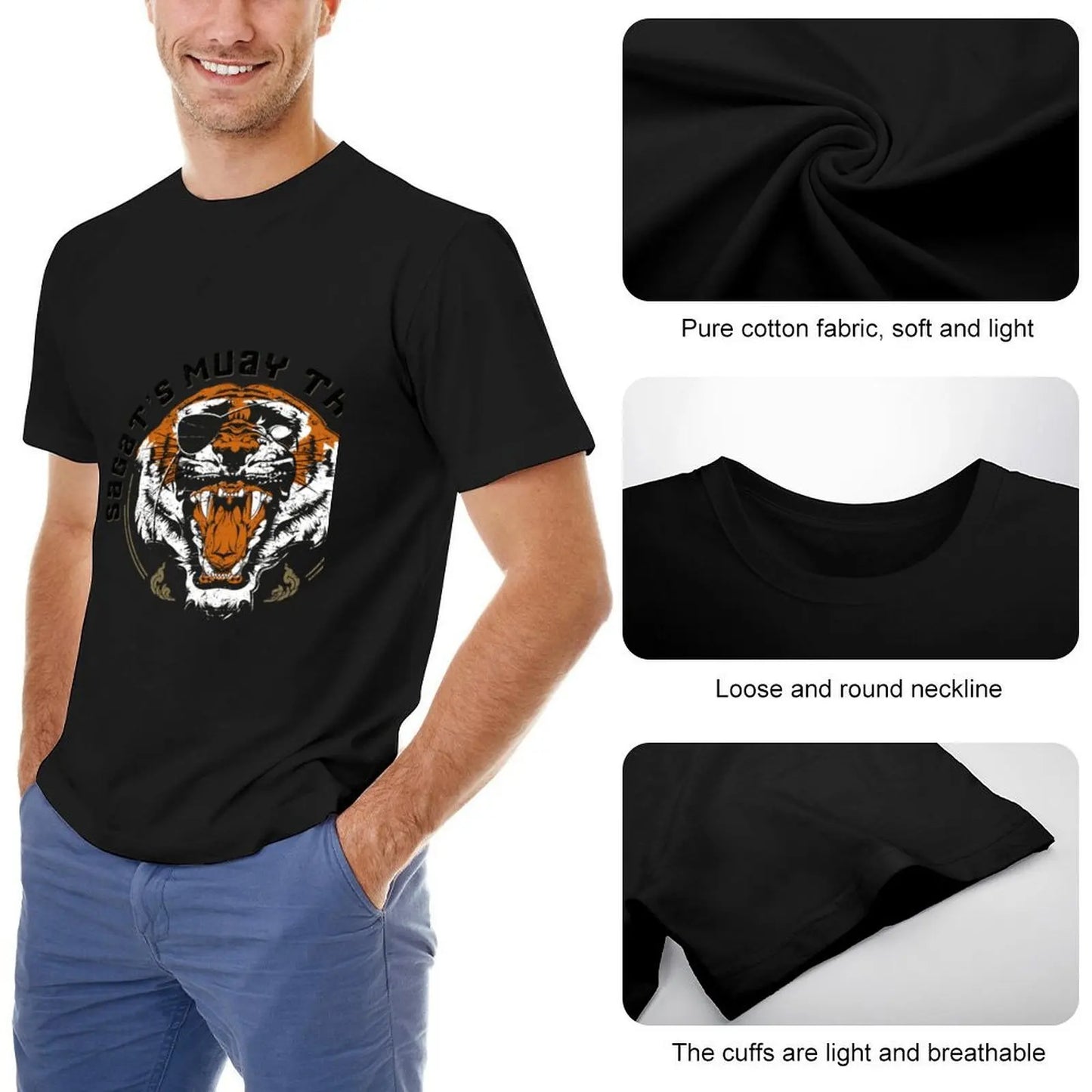 Sagat&x27;s Muay Thai Gym T-Shirt animal prinfor boys aesthetic clothes anime tshirt sports fans funny t shirts for men