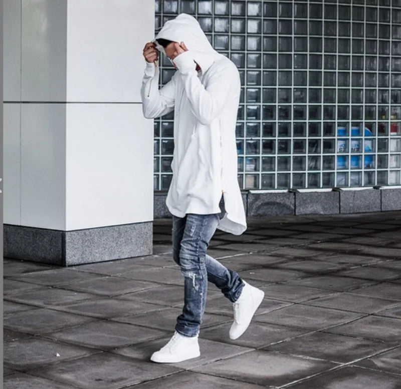2026 Brand New Mens Hoodies Sweatshirts Streetwear Hip Hop Long Zipper Sweatshirt Cut Extended Men Hoody Sweatshirts For Male