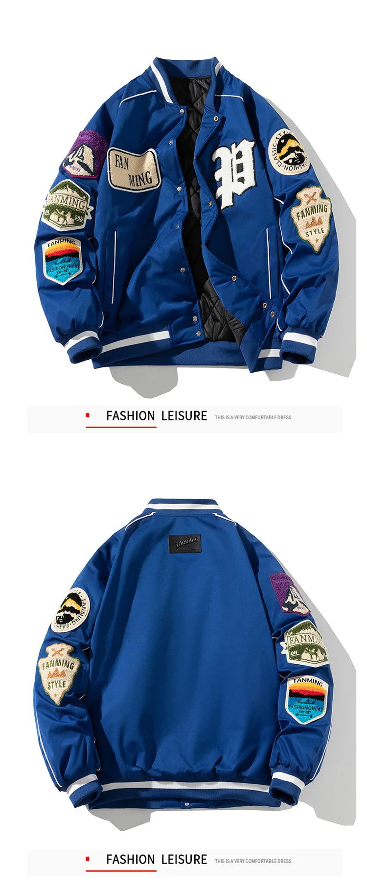 Winter Varsity Jacket Men Women Letter Badge American Baseball Jacket Street Fashion Hip Hop Coat Youth Couple Clothes Blue Red