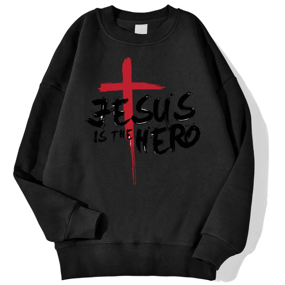 Jesus Is The Hero Sweatshirt Women Fashion Fleece Hoodies Autumn Fleece Hoodie Casual Oversize Clothing Male