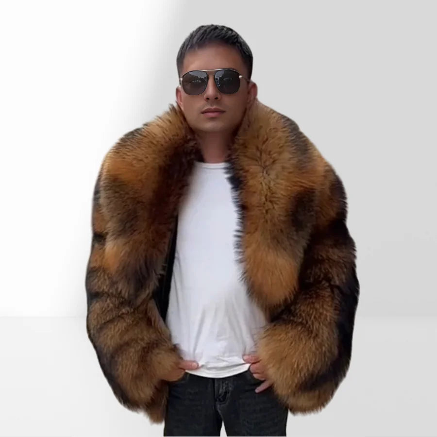 Men's Raccoon Fur Coat With Hood Natural Full Skin Raccoon Fur Jacket Genuine Leather Jacket High Quality  Real Fur Coat Long