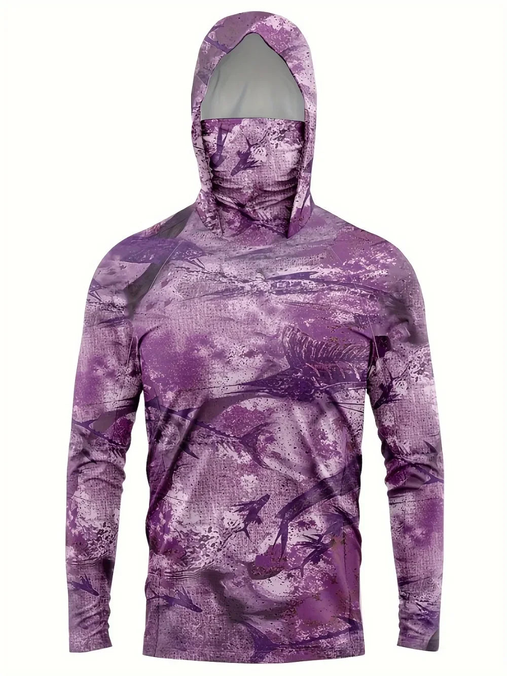 American Men's Summer New Fish Graffiti Print Soft and Breathable Long Sleeved T-Shirt Fishing Suit Outdoor Leisure Vacation Top