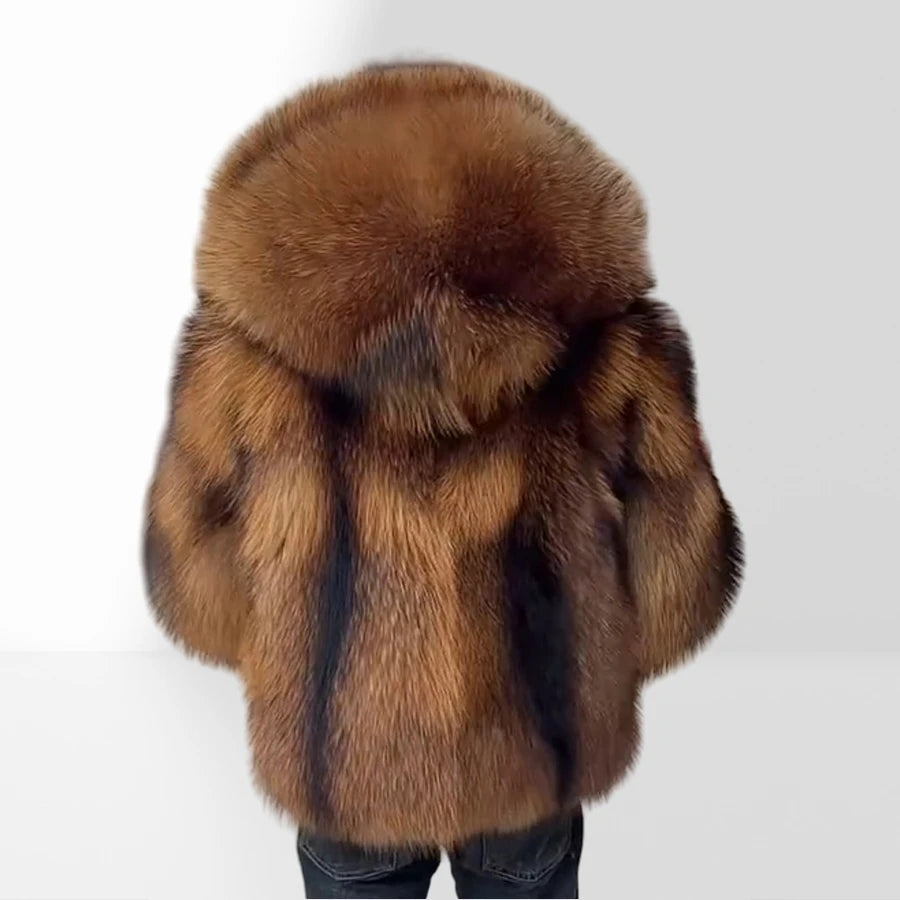 Men's Raccoon Fur Coat With Hood Natural Full Skin Raccoon Fur Jacket Genuine Leather Jacket High Quality  Real Fur Coat Long