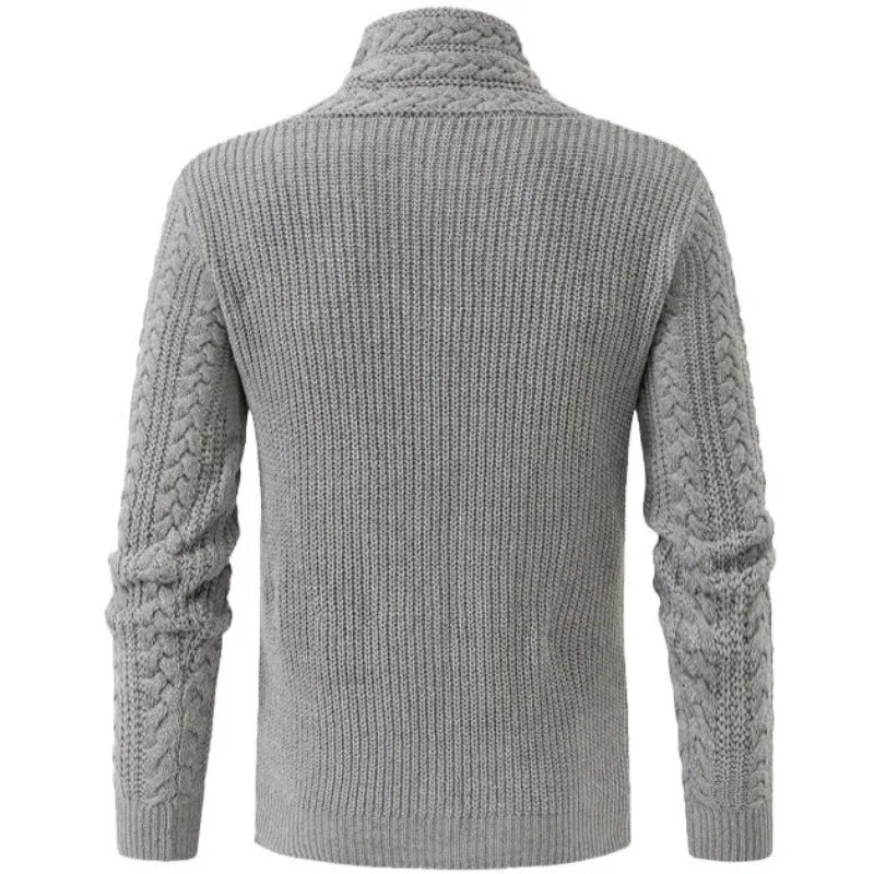 Autumn Winter Long Sleeved Knitted Sweater Men's Retro Solid Color Versatile Knit Pullover Sweaters Social Party Men Clothing