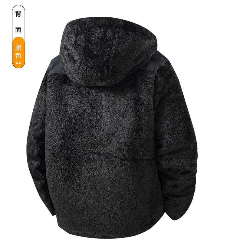 Men's New Hoodie Sweatshirts Winter Lamb Cashmere Thick Warm Sweatshirts Casual Hooded Cardigan Fashion Bomber Zipper Warm Coats