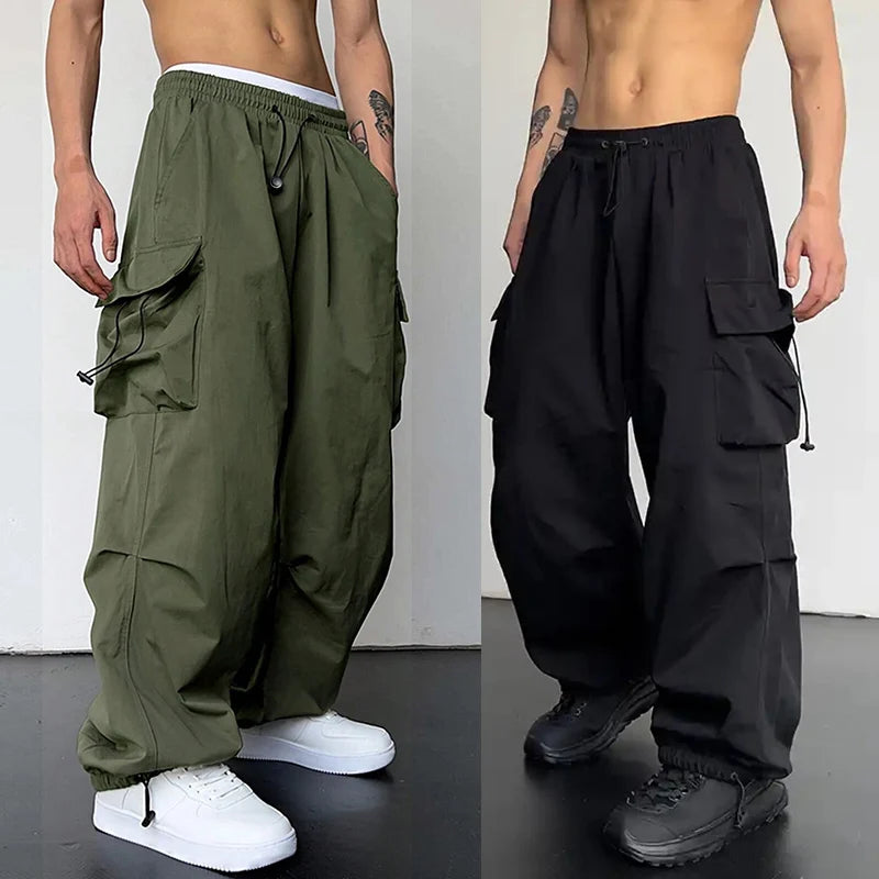 New Casual Pant Cargo Trousers Streetwear Wide Leg Sweatpant High Street Trendy Loose Versatile Straight Casual Pants 2pc Couple