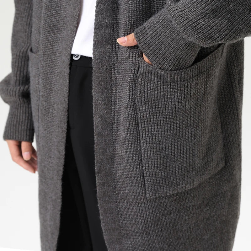 Mens Cardigan Sweater Long Autumn Winter Sweaters Knited Open Front with Deep Pockets Soft Touch 2024 Long Cardigan Coats Men