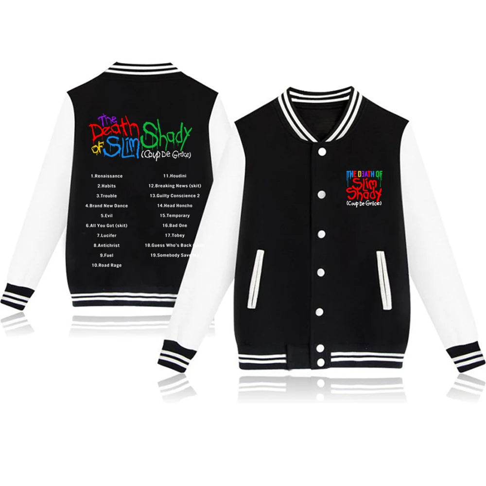 Eminem New Album The Death of Slim Shady Coup De Grace Tracklist Hoodie Baseball Uniform Coat Casual Men's Fashion Jacket