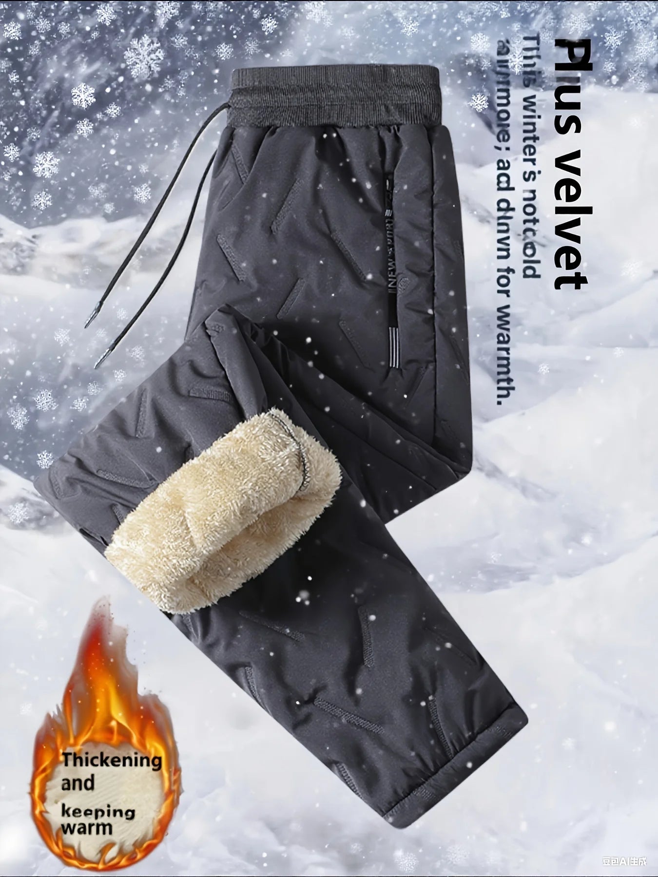 Men's Casual Pants Sets Man Autumn 2025 warm plus thickened Youth Clothing Trousers Y2k Baggy Windproof and warm casual pants