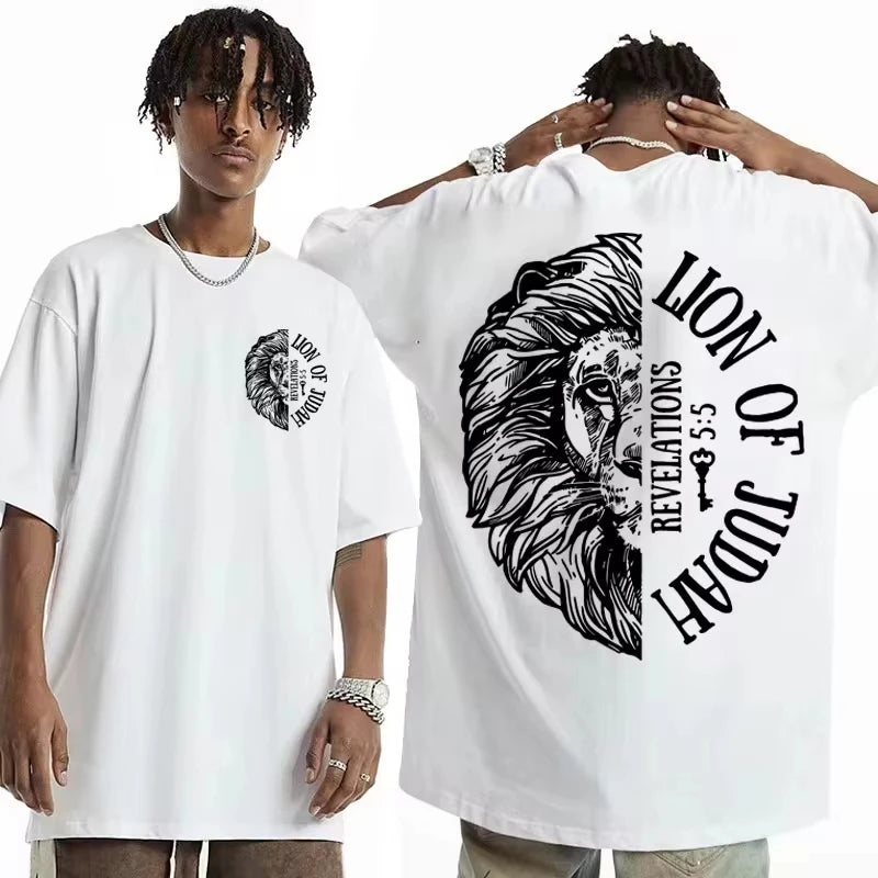 Lion of Judah Catholic Tshirt Jesus Loves You Aesthetic Christian Apparel Tops Men Women's Summer Fashion Casual Oversized Tees