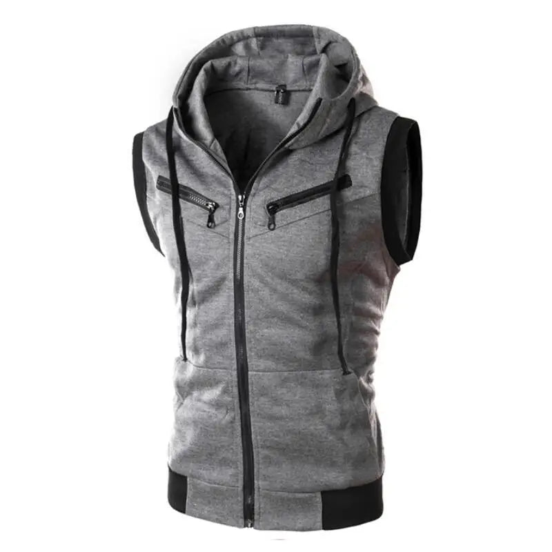 New Fashion Zipper Cardigan Sweater Mens Sleeveless Hooded Vest Jacket Plus Size S-4XL Streetwear Vest Hoodies