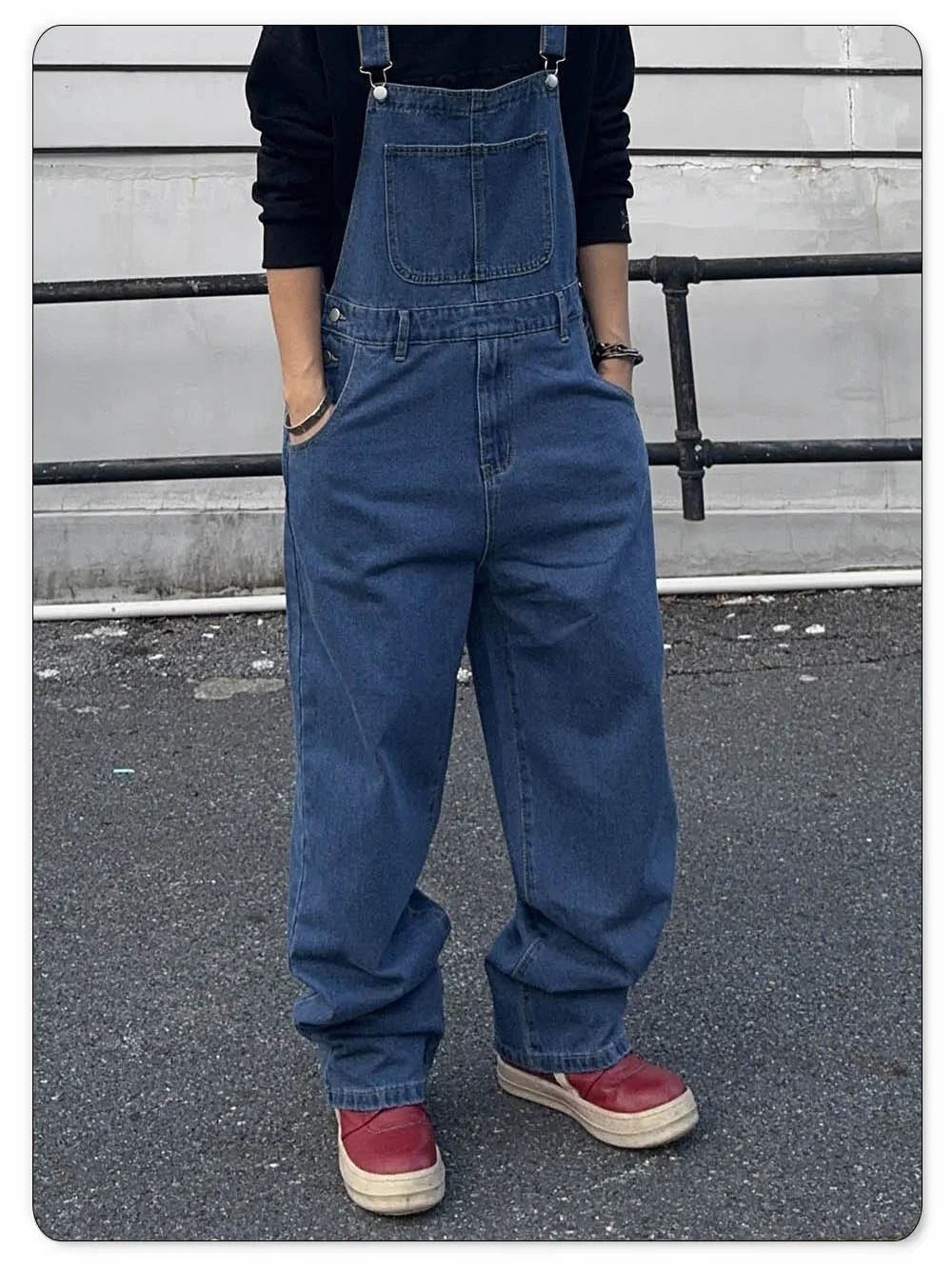 Overalls for Men Denim Suspenders Simple Baggy Jeans Men's Street Casual Solid Mid Waist Loose Washed Jumpsuits Length Tracksuit
