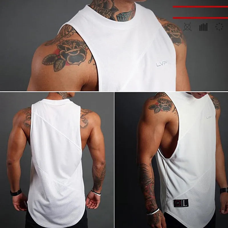 Men's Brand Gym Clothing Bodybuilding Singlets Sports Tank Top Man Fitness Shirt Muscle Guys Sleeveless Vest Casual Cotton Top