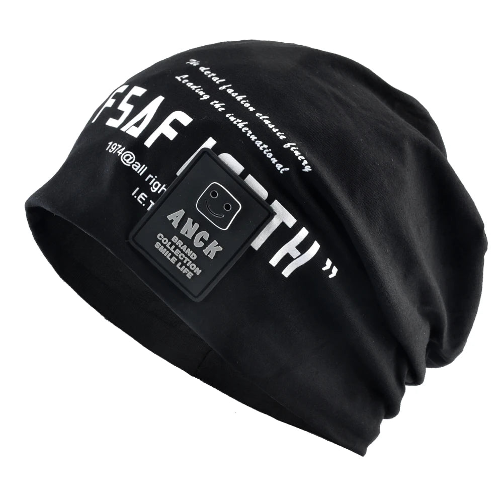 Men's Beanie Hats Autumn Outdoor Thin Casual Skullies Beanies Printing Letters Streetwear Hip Hop Bonnet Gorras Men Spring Hat