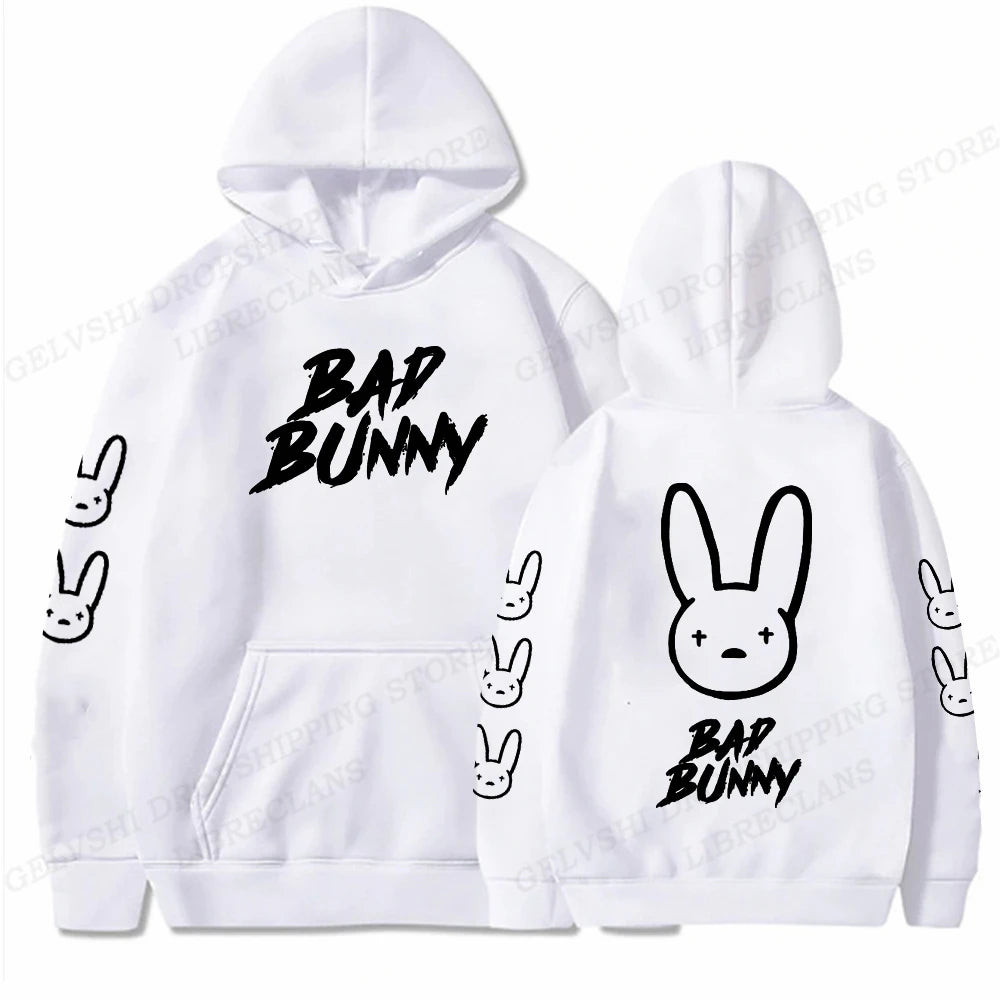 Bad Bunny Hoodie Men Fashion Hoodie Women Sweats Men's Hoodies Hip Hop Rabbit Sweatshirt Boy Coats  Men's Clothing Rapper