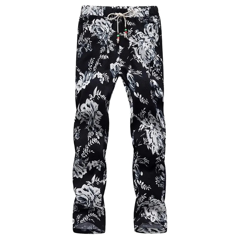 Summer thin men's large size shorts floral sports leisure nine-minute pants