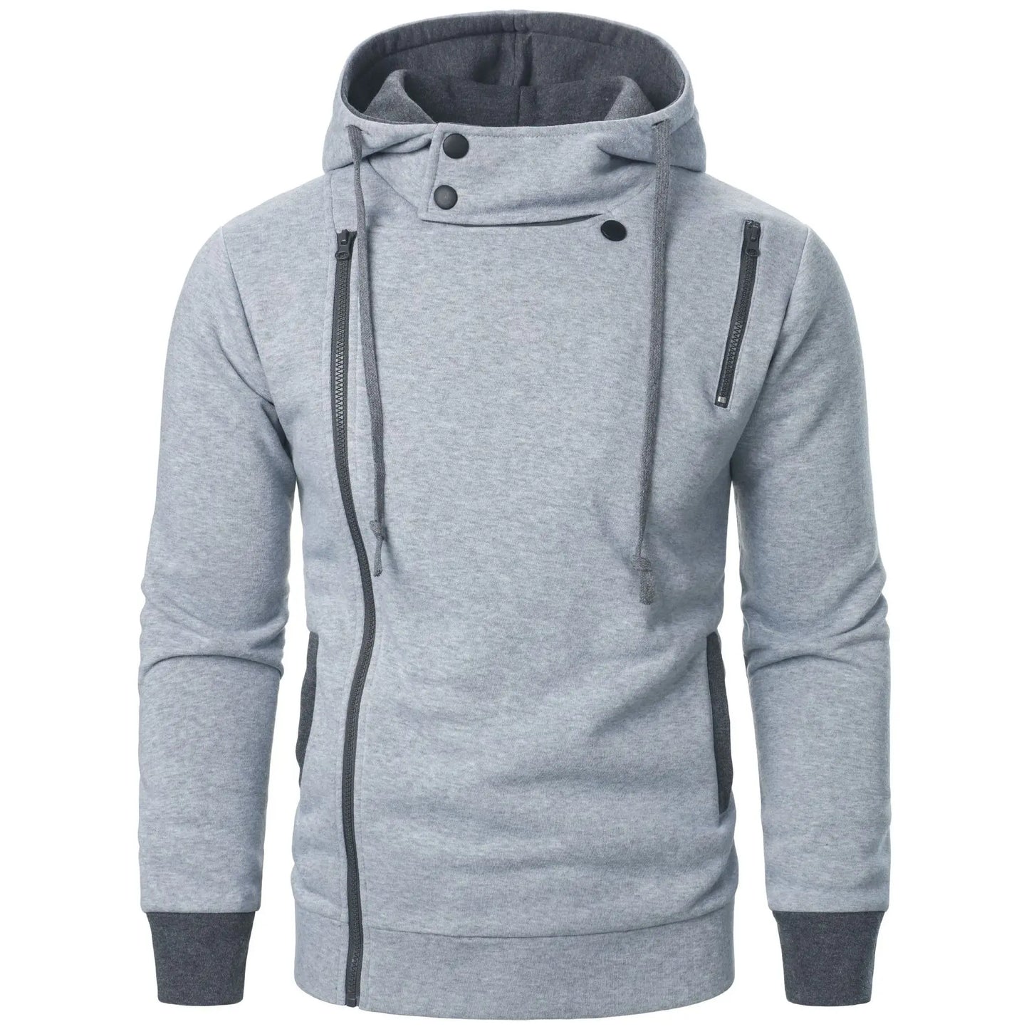 New Men Sweatshirts Jackets Korean Style Daily Casual Sportwear Simple Side Zipper Hooded Tracksuits Youth Hoodies Outerwear