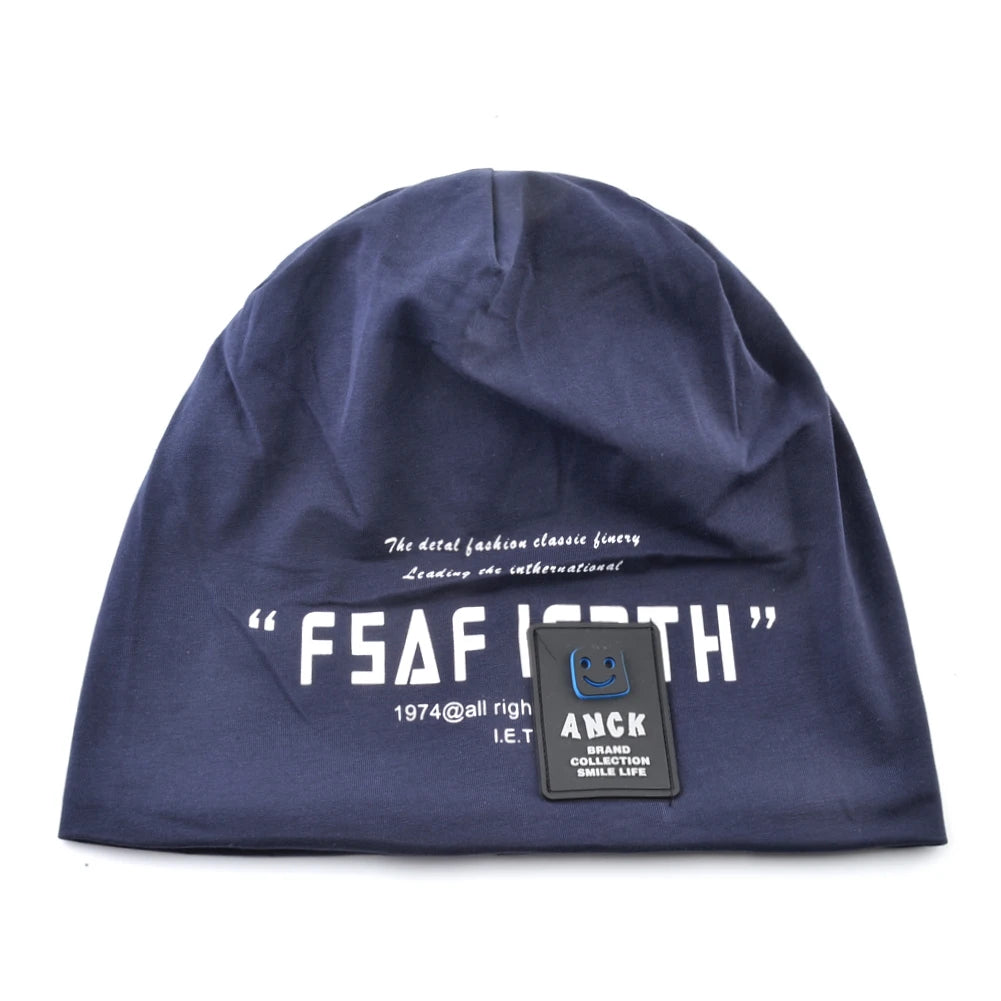 Men's Beanie Hats Autumn Outdoor Thin Casual Skullies Beanies Printing Letters Streetwear Hip Hop Bonnet Gorras Men Spring Hat