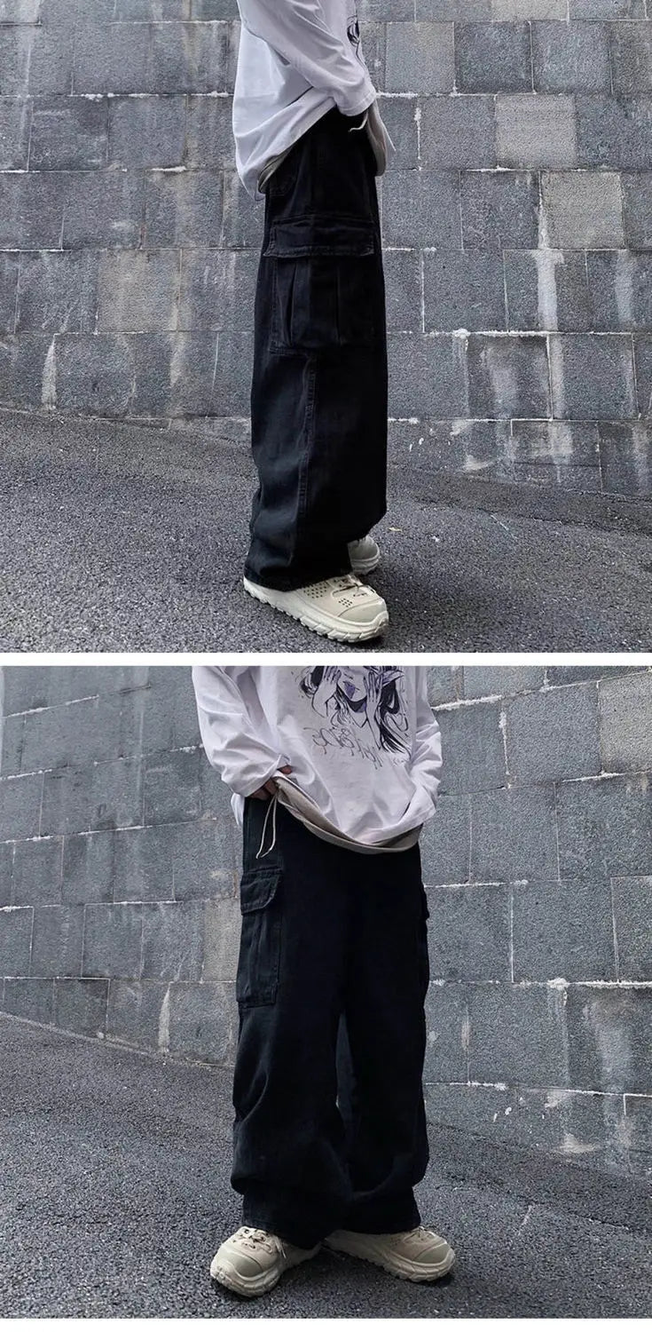 Wide leg denim Jeans Men's Autumn Daddy Trend Student Loose Straight-leg baggy Pants Japanese Loose hip hop 2022 New