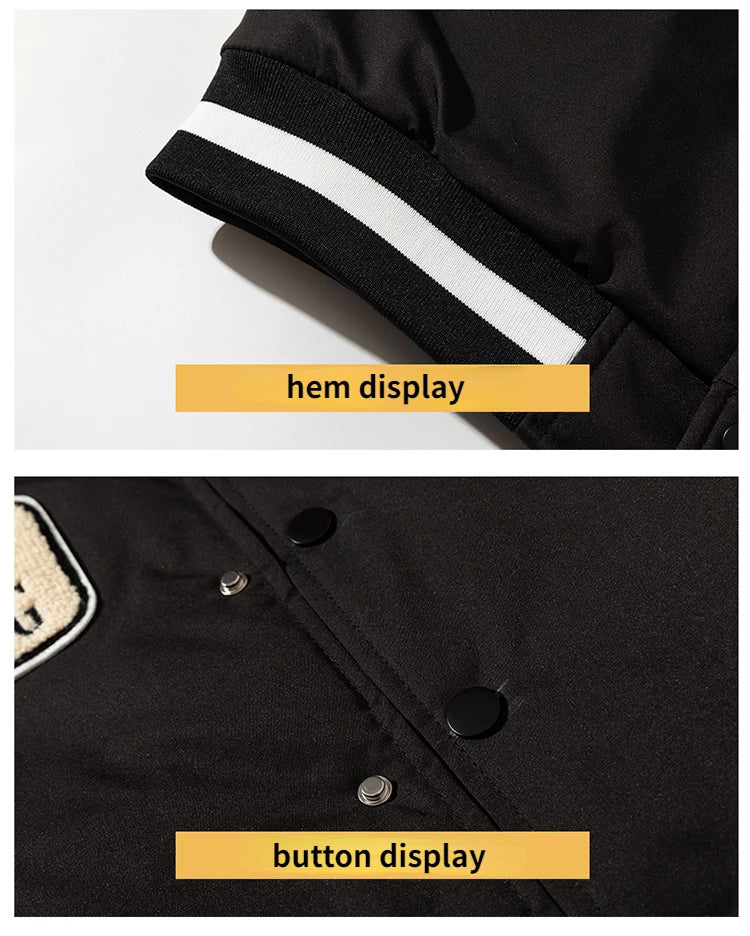 Winter Varsity Jacket Men Women Letter Badge American Baseball Jacket Street Fashion Hip Hop Coat Youth Couple Clothes Blue Red