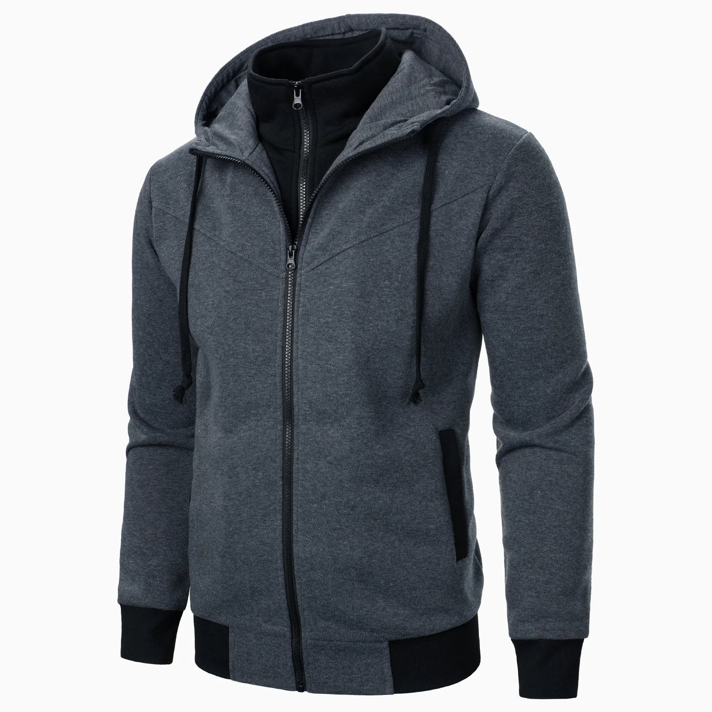 New Men Sweatshirts Jackets Korean Style Daily Casual Sportwear Simple Side Zipper Hooded Tracksuits Youth Hoodies Outerwear