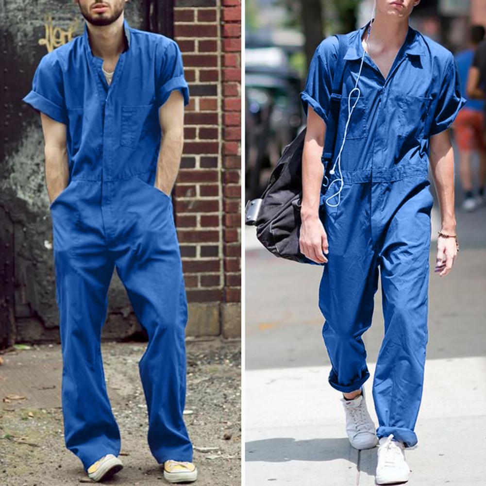 Fashion Men's Ripped Cargo Jumpsuits Ankle Length Letter printing Distressed Dress-up Overalls For Men Jumpsuit Pants