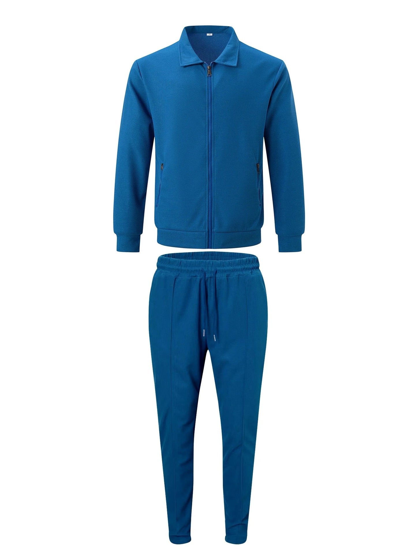 Men's Slim Fit Jacket with Zipper Pocket, Long Sleeved Sportswear, Cardigan Jacket Set, Long Pants, Elegant, two-Piece Set