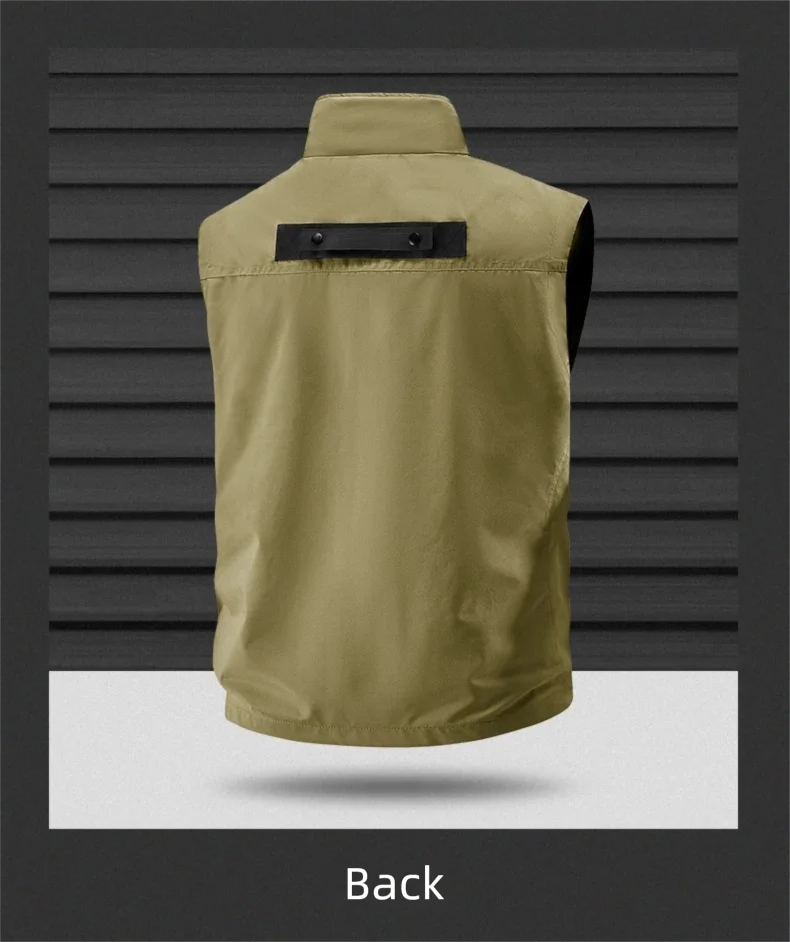 2026 Men's Outdoor Tooling Multi-Pocket Casual Outdoor Fishing Large Size Vest with Vertical Collar Breathable Quick-drying Vest