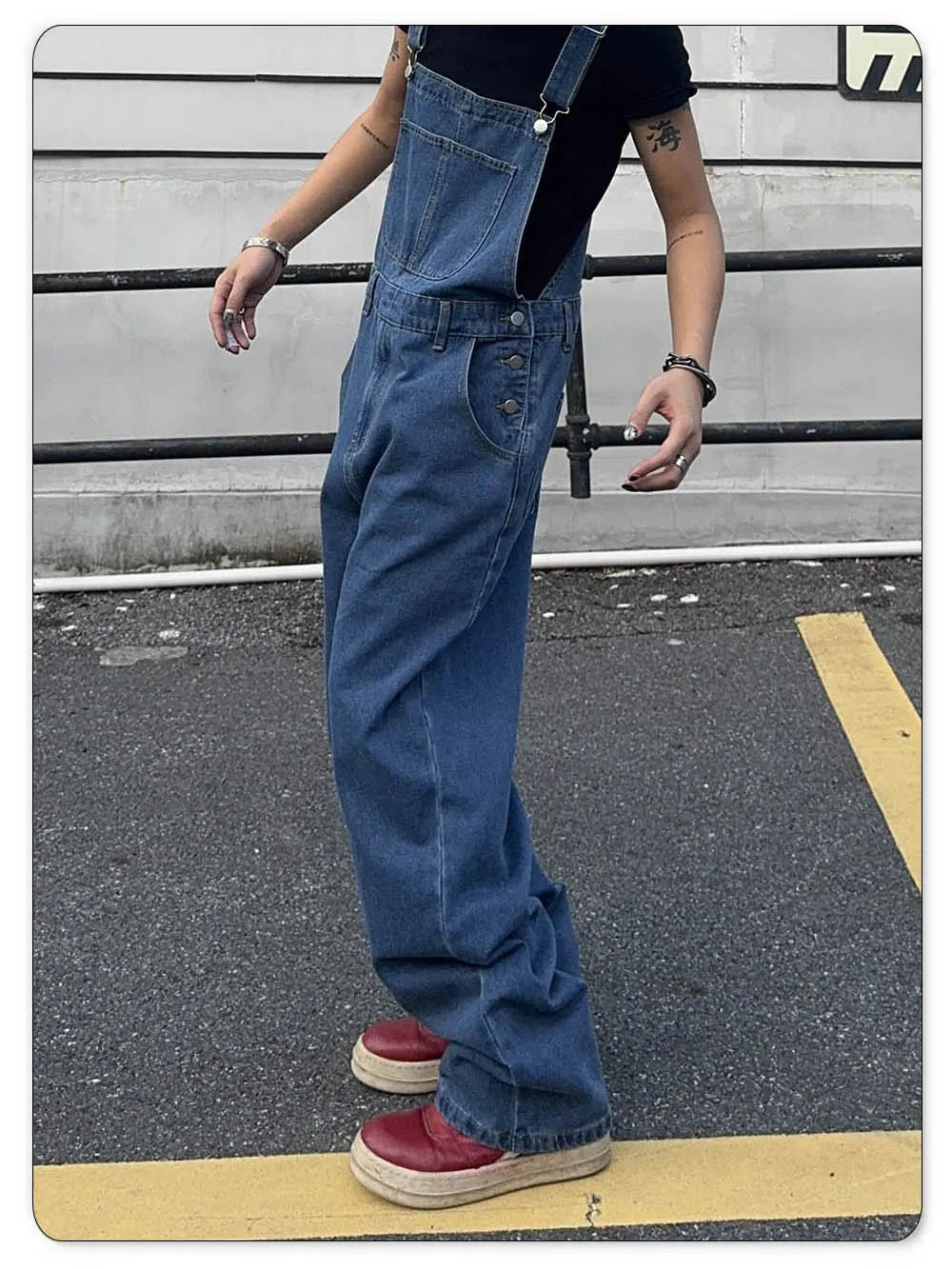 Overalls for Men Denim Suspenders Simple Baggy Jeans Men's Street Casual Solid Mid Waist Loose Washed Jumpsuits Length Tracksuit