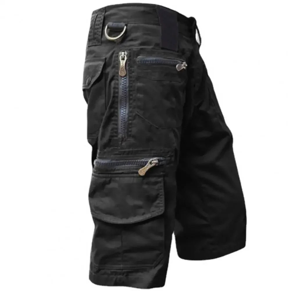 Men's Military Uniform Cargo Shorts Tactical Jogging Shorts Solid Color Multi-Pocket Summer Casual Straight Cargo Shorts Men