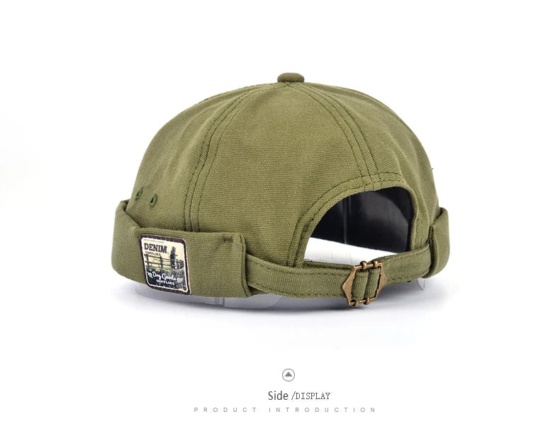 Bocca Vintage Docker Cap Brimless Hat Skullcap Retro Cotton Adjustable Soild Color Summer Autumn Spring Hip Hop Fashion