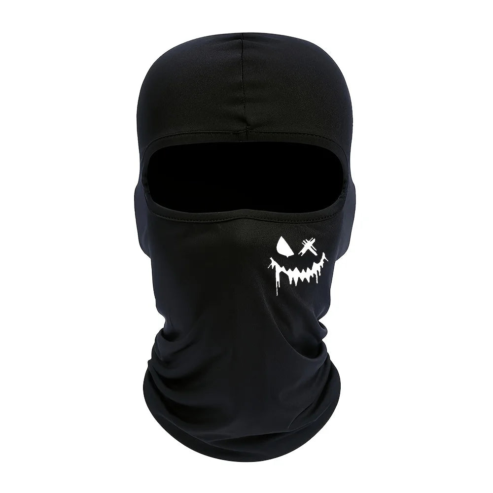 1 piece of smiling face printed men's and women's outdoor cycling face mask Balaclava hat windproof and sun protection sun hat