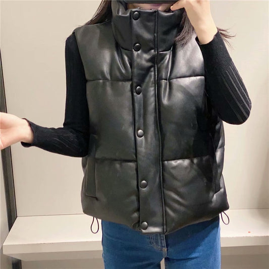 Casual Leather Cotton Vest Jacket