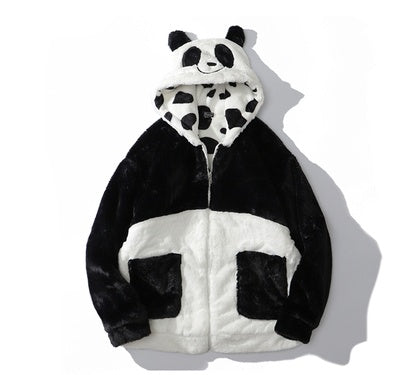 Winter Double-sided Cow Panda Faux Fur Coat On Both Sides