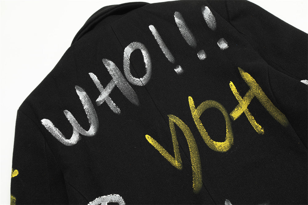 Graffiti Letters Printed Trench Coat Men