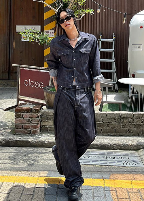 Fashion Personality Denim Loose Coat Men