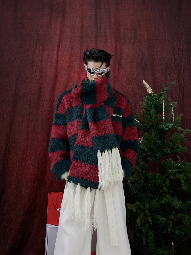 Thickened Christmas Sweater And Scarf For Men