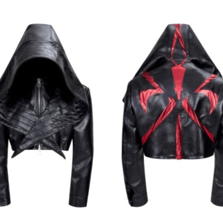 Leather Jacket Coat Men's Autumn Red Stitching Short Leather Jacket