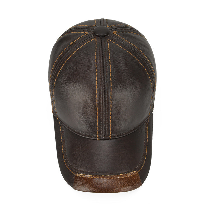 Men Single Leather Thin Baseball Cap