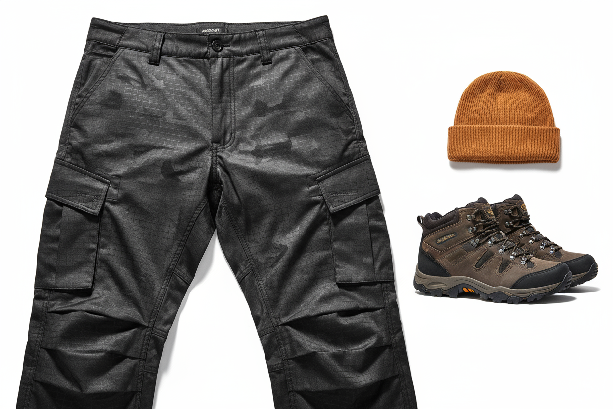 Black Camo Cargo Pants Outdoor Multi-pocket Ripstop Waterproof Trousers Male Autumn Wear-resistant Training Fishing Work Pant