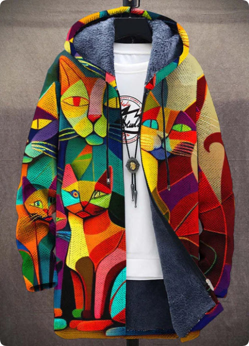 Men's Winter Printed Plush Lining Thick And Windproof