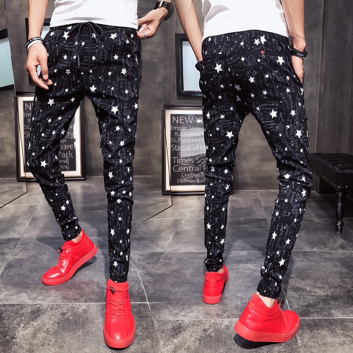 Korean Style Small Feet Pants Loose Flower Pants